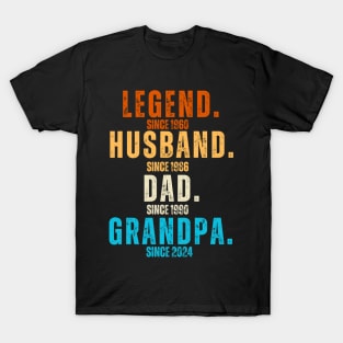 Legend Since 1960 Husband Since 1986 Dad Since 1990 Grandpa Since 2024 - Fathers Day 2024 Gift Idea For Dads And Grandpa T-Shirt